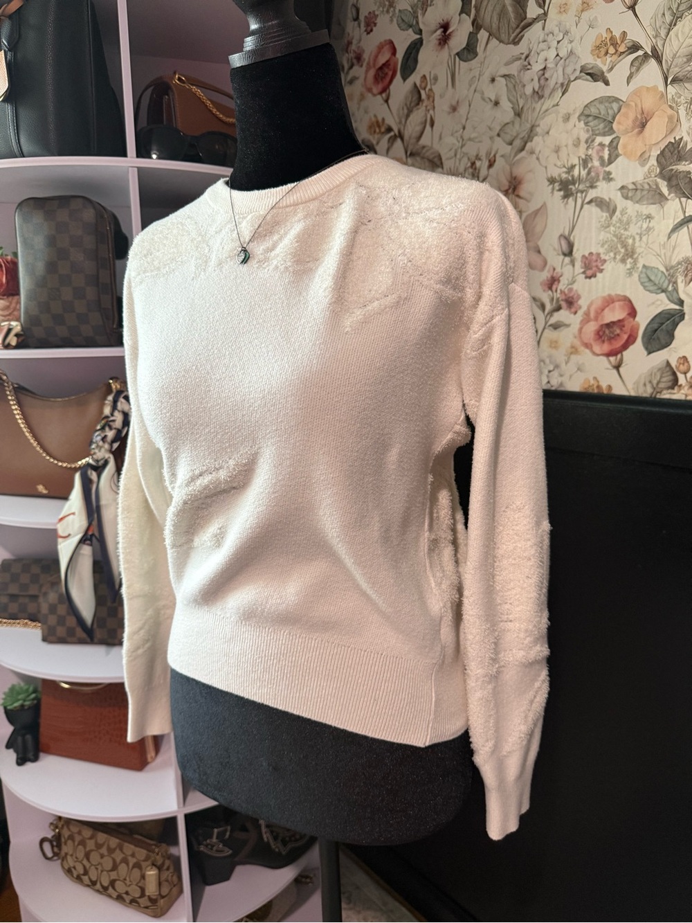 Nicole Miller Soft Cream Crewneck Sweater